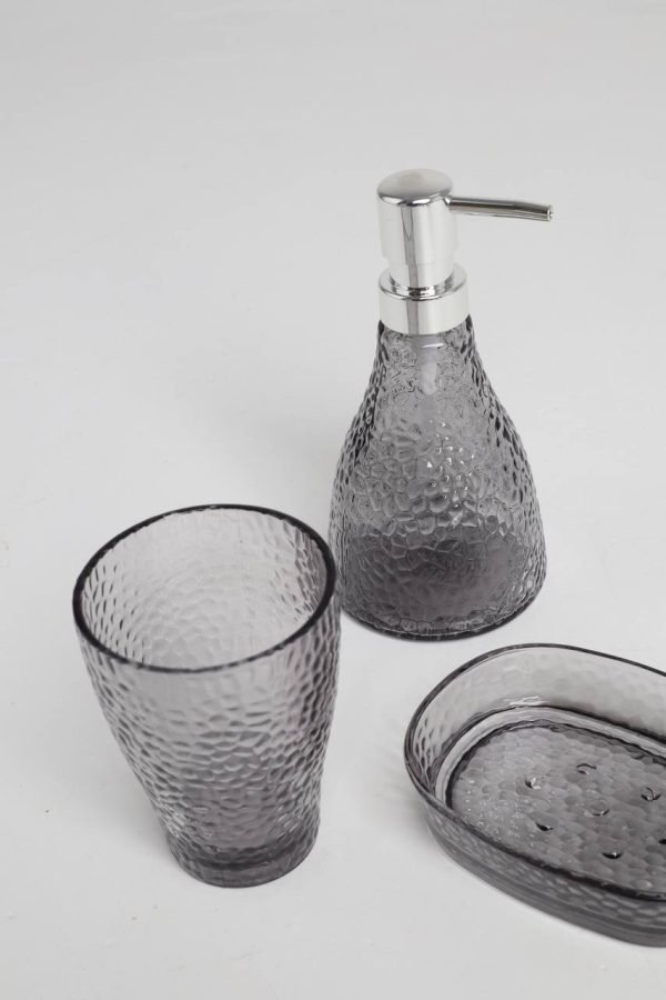 Сірий скляний набір аксесуарів у ванну - Зображення 2