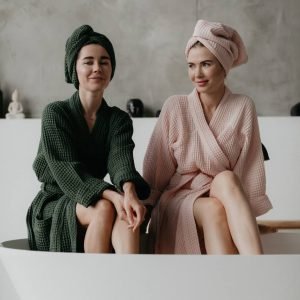 ніжно рожевий халат вафельний купити