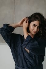 синій вафельний халат купити