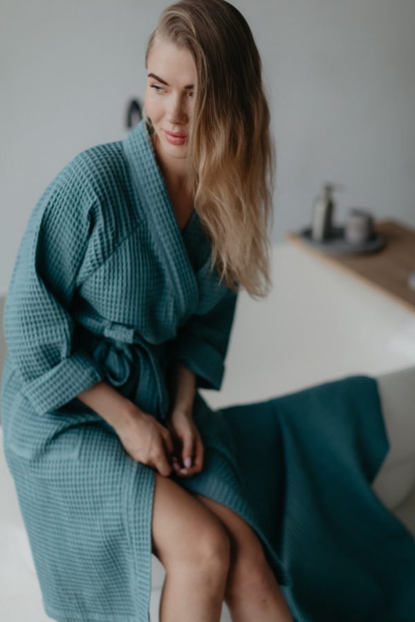 вафельний халат бірюзовий