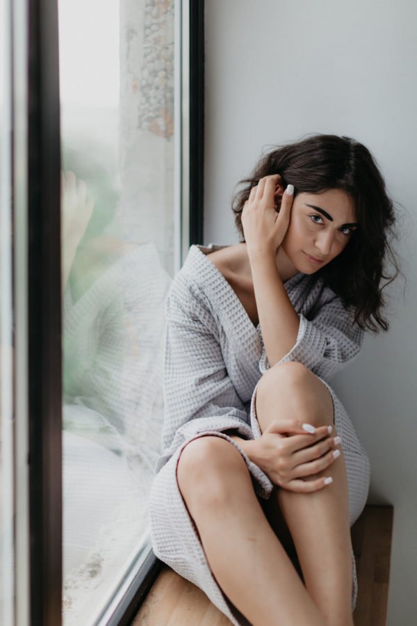 вафельний халат сірий купити